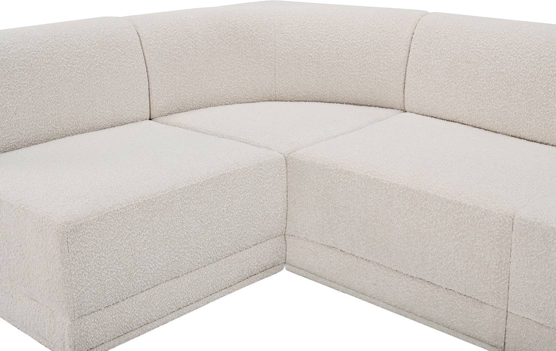 Meridian Furniture - Ollie 158" Cream Boucle Fabric Upholstered 6pc. Sectional - 118Cream-Sec6A - GreatFurnitureDeal