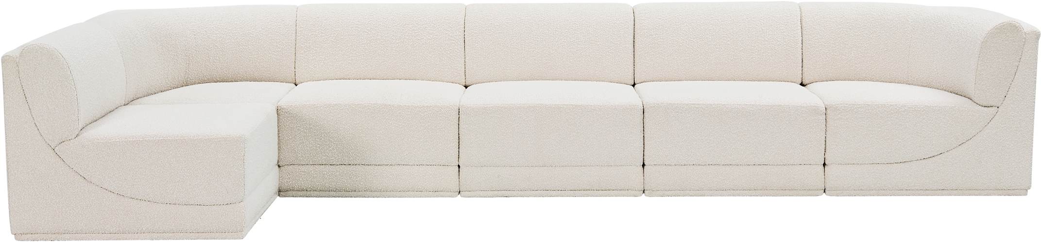 Meridian Furniture - Ollie 158" Cream Boucle Fabric Upholstered 6pc. Sectional - 118Cream-Sec6A - GreatFurnitureDeal