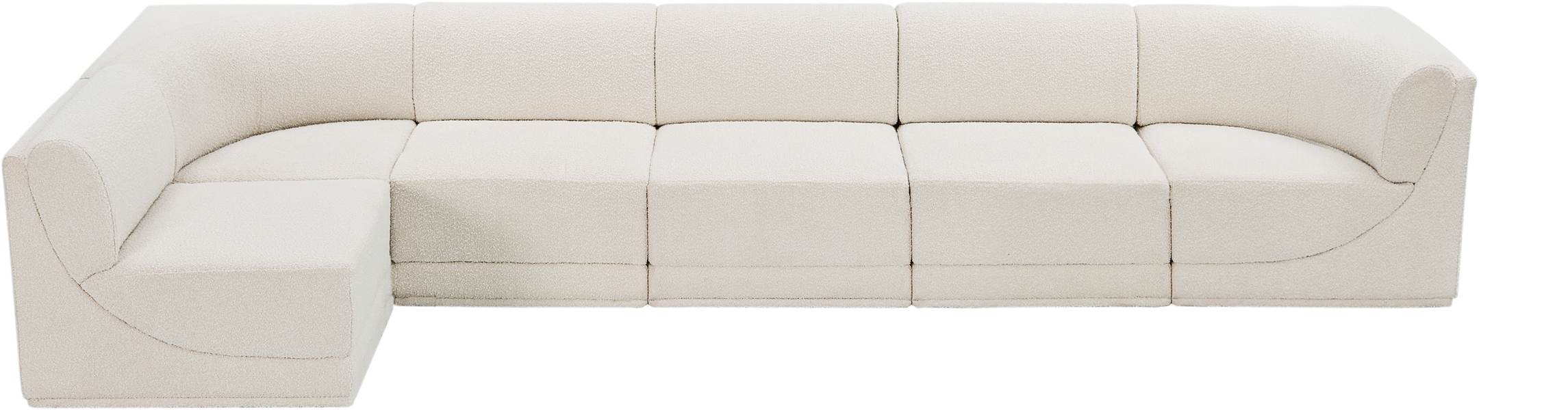 Meridian Furniture - Ollie 158" Cream Boucle Fabric Upholstered 6pc. Sectional - 118Cream-Sec6A - GreatFurnitureDeal