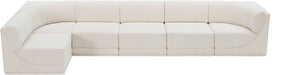 Meridian Furniture - Ollie 158" Cream Boucle Fabric Upholstered 6pc. Sectional - 118Cream-Sec6A - GreatFurnitureDeal