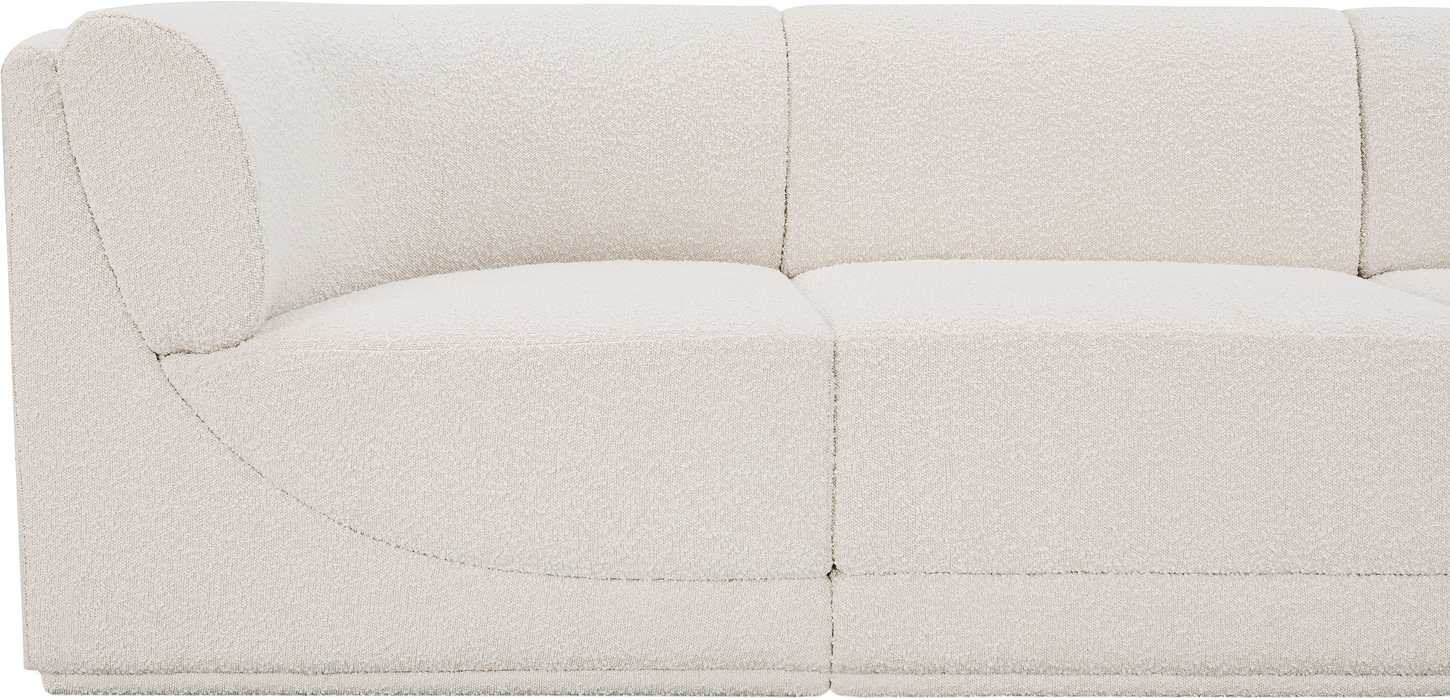 Meridian Furniture - Ollie 158" Cream Boucle Fabric Upholstered 6pc. Sectional - 118Cream-Sec6A - GreatFurnitureDeal