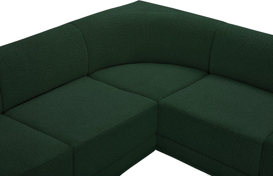Meridian Furniture - Ollie 98" Green Boucle Fabric Upholstered 5pc. Sectional - 118Green-Sec5B - GreatFurnitureDeal