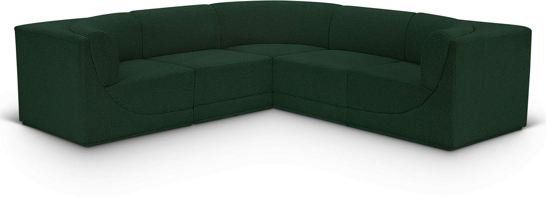 Meridian Furniture - Ollie 98" Green Boucle Fabric Upholstered 5pc. Sectional - 118Green-Sec5B - GreatFurnitureDeal
