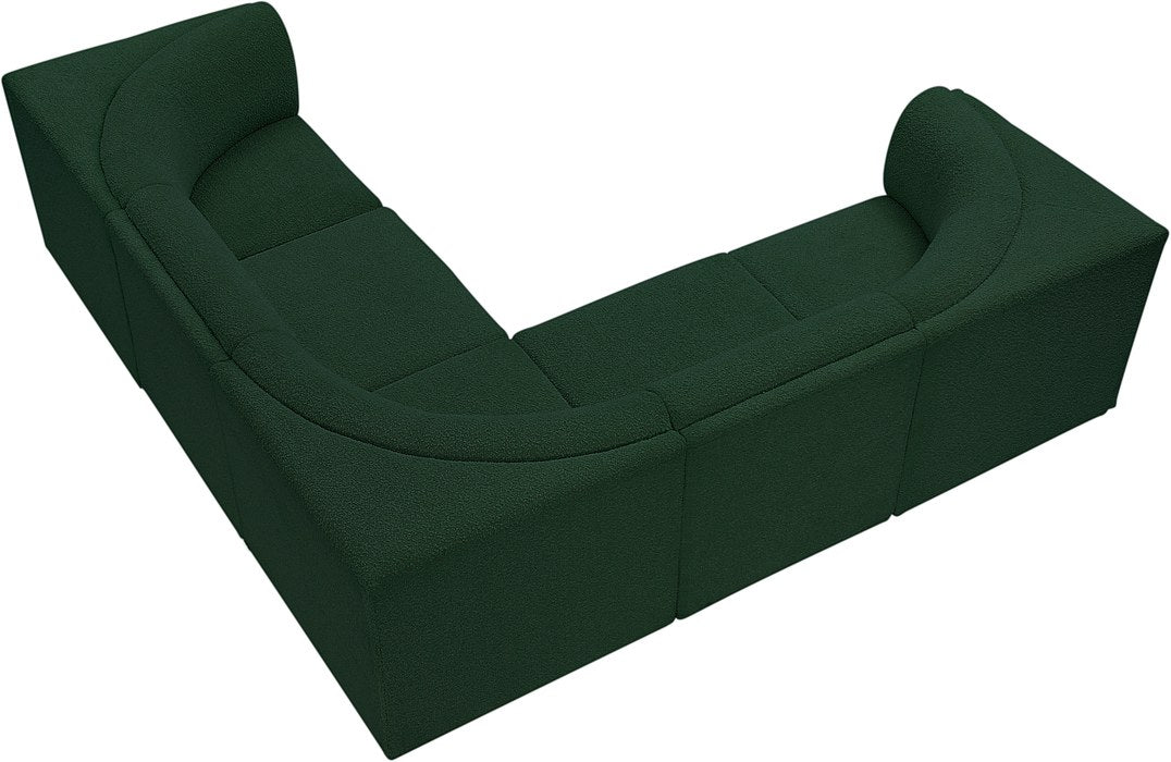 Meridian Furniture - Ollie 98" Green Boucle Fabric Upholstered 5pc. Sectional - 118Green-Sec5B - GreatFurnitureDeal