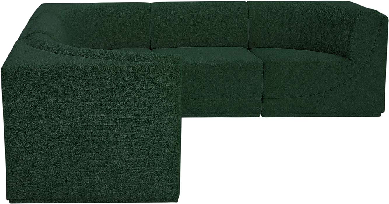 Meridian Furniture - Ollie 98" Green Boucle Fabric Upholstered 5pc. Sectional - 118Green-Sec5B - GreatFurnitureDeal