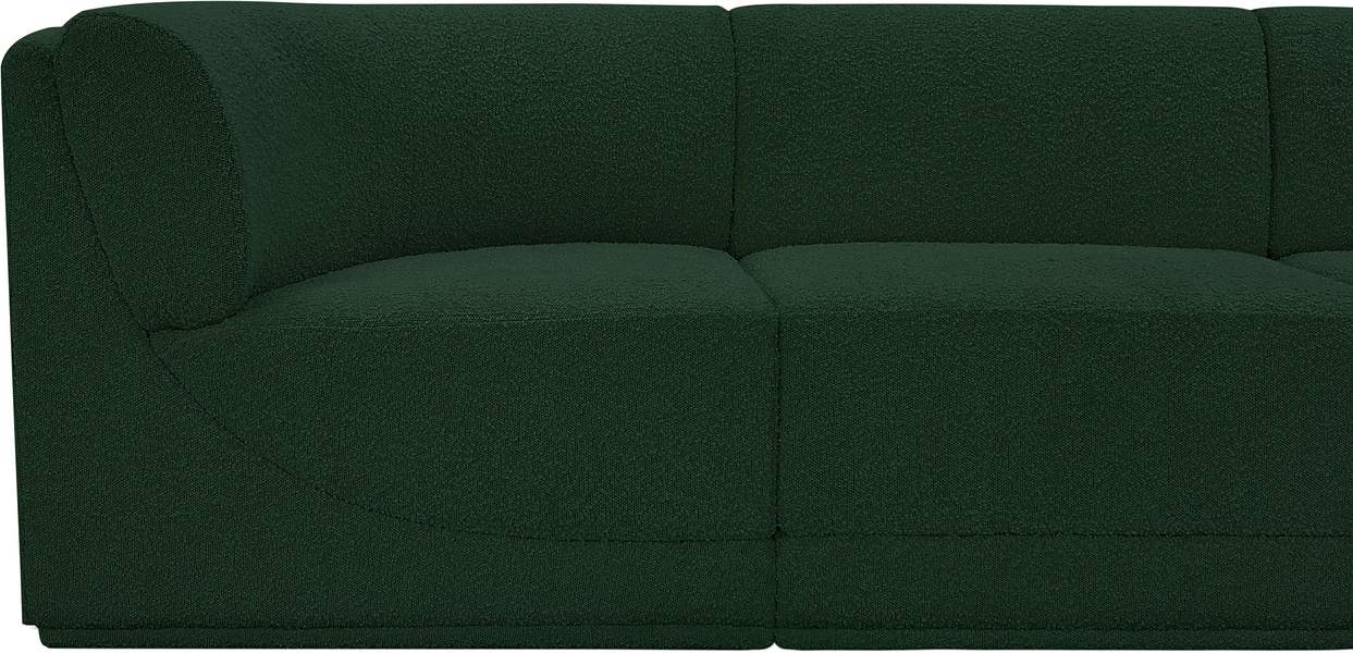 Meridian Furniture - Ollie 98" Green Boucle Fabric Upholstered 5pc. Sectional - 118Green-Sec5B - GreatFurnitureDeal