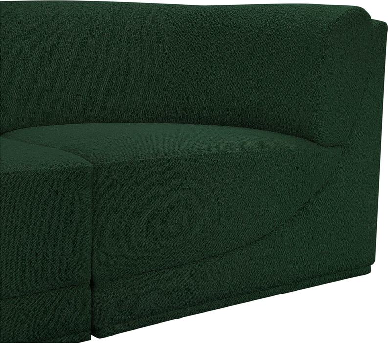 Meridian Furniture - Ollie 98" Green Boucle Fabric Upholstered 5pc. Sectional - 118Green-Sec5B - GreatFurnitureDeal
