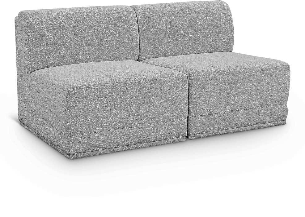 Meridian Furniture - Ollie 60" Grey Boucle Fabric Upholstered 2pc. Armless Loveseat - 118Grey-S60 - GreatFurnitureDeal
