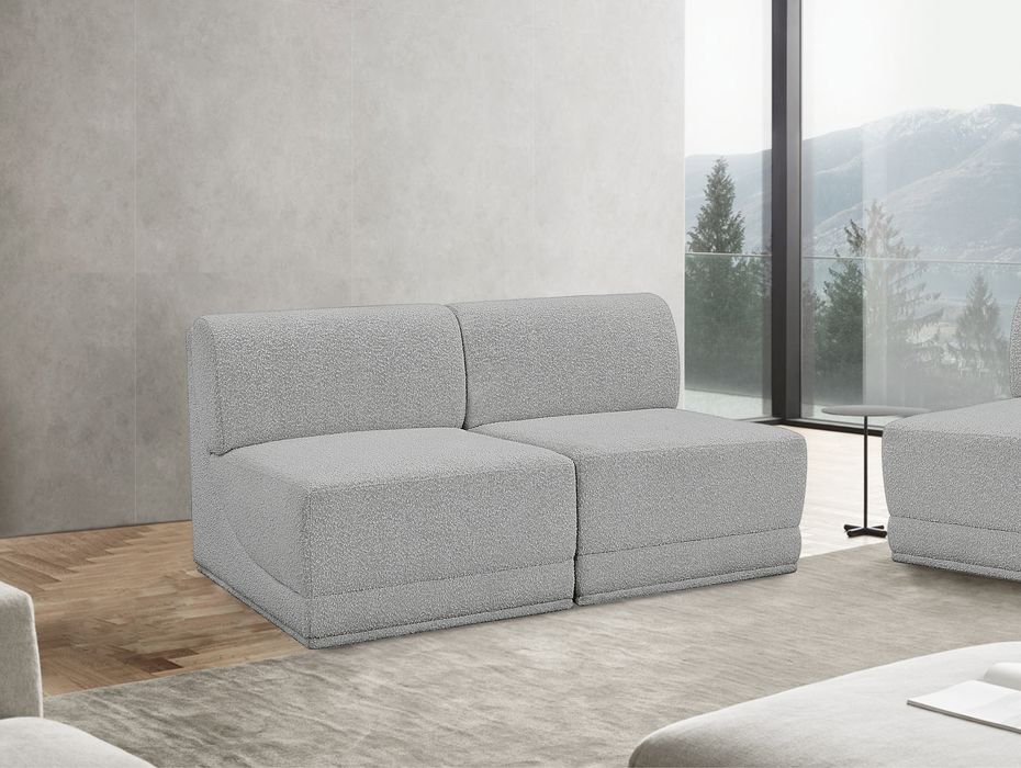 Meridian Furniture - Ollie 60" Grey Boucle Fabric Upholstered 2pc. Armless Loveseat - 118Grey-S60 - GreatFurnitureDeal