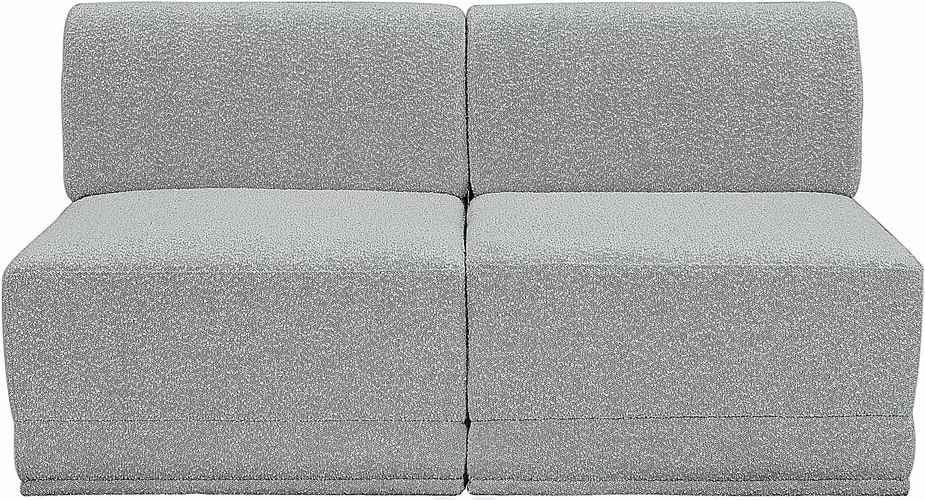 Meridian Furniture - Ollie 60" Grey Boucle Fabric Upholstered 2pc. Armless Loveseat - 118Grey-S60 - GreatFurnitureDeal