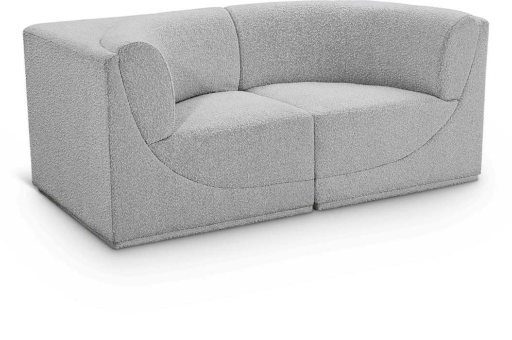 Meridian Furniture - Ollie 68" Grey Boucle Fabric Upholstered 2pc. Loveseat - 118Grey-S68 - GreatFurnitureDeal