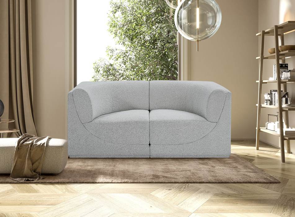 Meridian Furniture - Ollie 68" Grey Boucle Fabric Upholstered 2pc. Loveseat - 118Grey-S68 - GreatFurnitureDeal