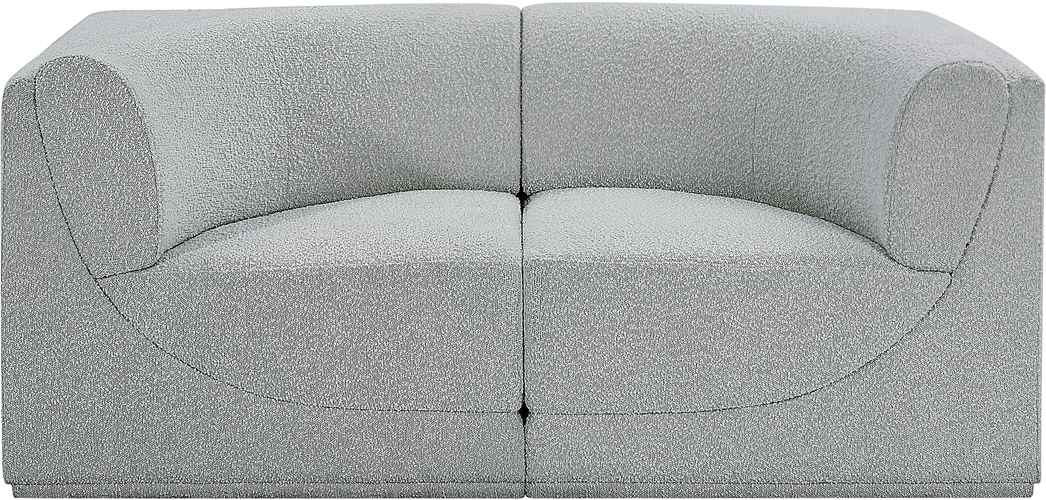 Meridian Furniture - Ollie 68" Grey Boucle Fabric Upholstered 2pc. Loveseat - 118Grey-S68 - GreatFurnitureDeal