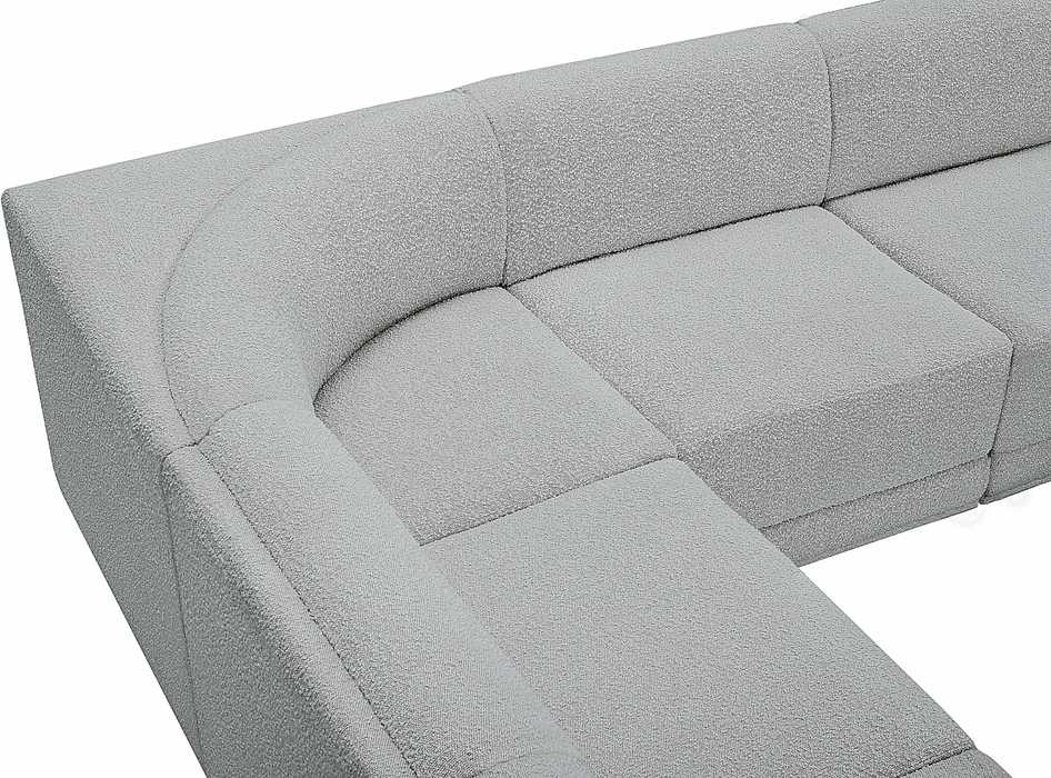Meridian Furniture - Ollie 98" Grey Boucle Fabric Upholstered 5pc. Sectional - 118Grey-Sec5B - GreatFurnitureDeal