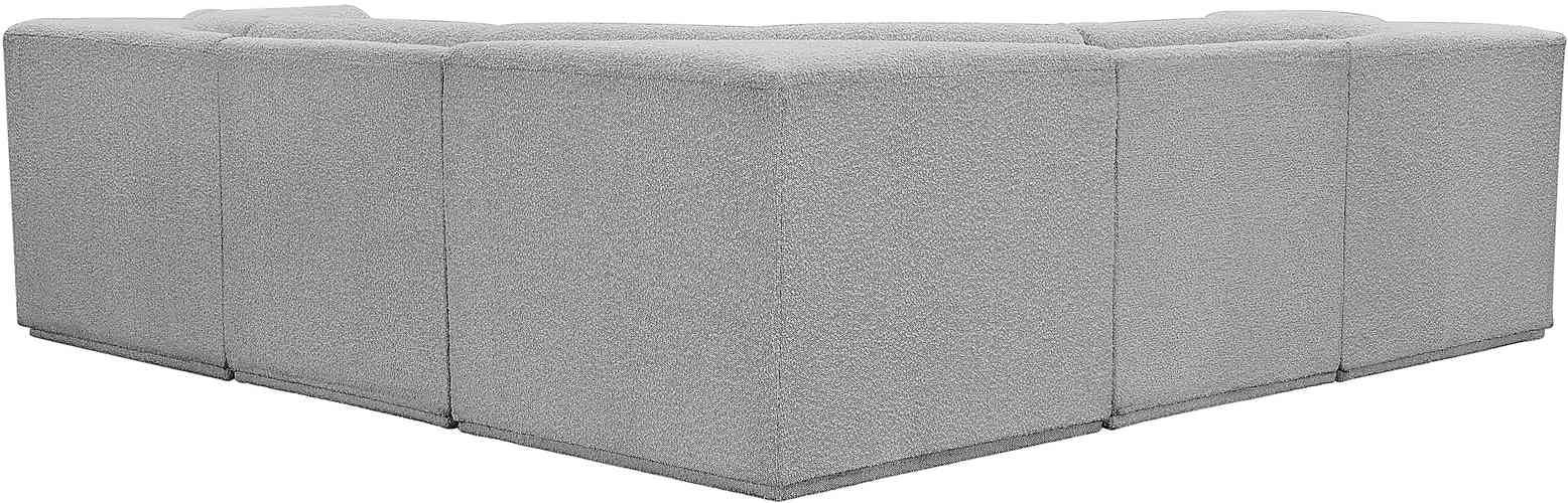 Meridian Furniture - Ollie 98" Grey Boucle Fabric Upholstered 5pc. Sectional - 118Grey-Sec5B - GreatFurnitureDeal