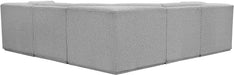 Meridian Furniture - Ollie 98" Grey Boucle Fabric Upholstered 5pc. Sectional - 118Grey-Sec5B - GreatFurnitureDeal