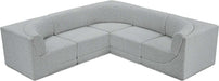 Meridian Furniture - Ollie 98" Grey Boucle Fabric Upholstered 5pc. Sectional - 118Grey-Sec5B - GreatFurnitureDeal