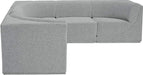 Meridian Furniture - Ollie 98" Grey Boucle Fabric Upholstered 5pc. Sectional - 118Grey-Sec5B - GreatFurnitureDeal