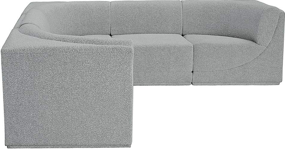 Meridian Furniture - Ollie 98" Grey Boucle Fabric Upholstered 5pc. Sectional - 118Grey-Sec5B - GreatFurnitureDeal