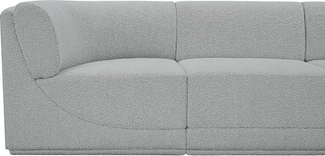 Meridian Furniture - Ollie 98" Grey Boucle Fabric Upholstered 5pc. Sectional - 118Grey-Sec5B - GreatFurnitureDeal