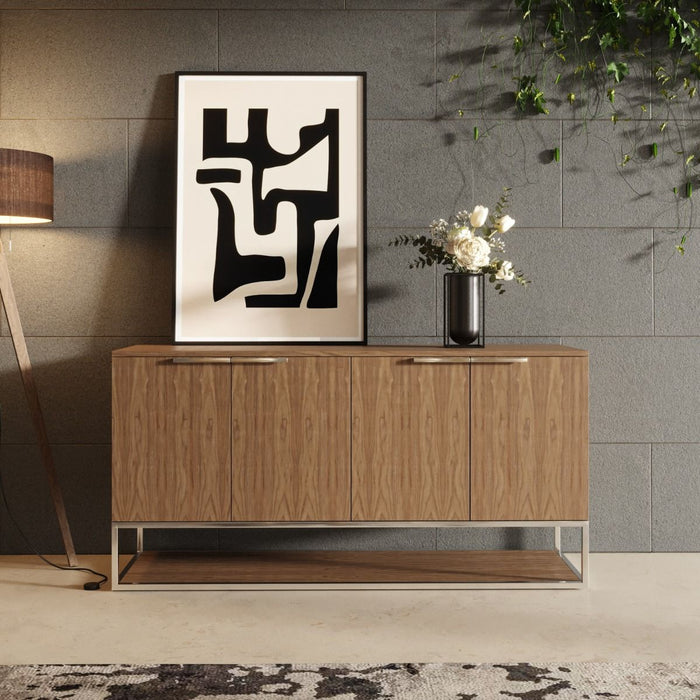 VIG Furniture - Modrest Heloise Modern Walnut and Stainless Steel Buffet - VGBB-MK1502-B