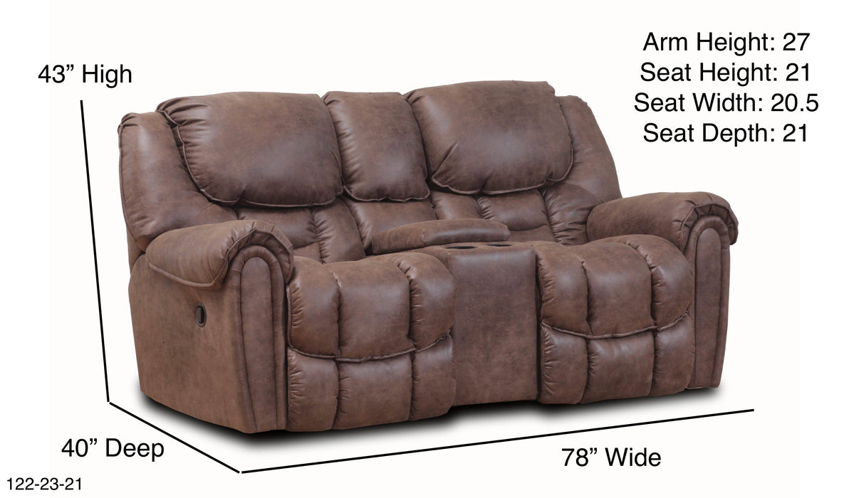 Motion Ease - Fallon Reclining Console Loveseat in Mocha - 122-23-21 - GreatFurnitureDeal