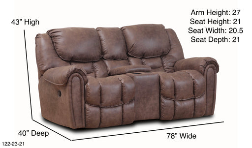 Motion Ease - Fallon Double Power Reclining Console Loveseat in Mocha - 122-29-21 - GreatFurnitureDeal