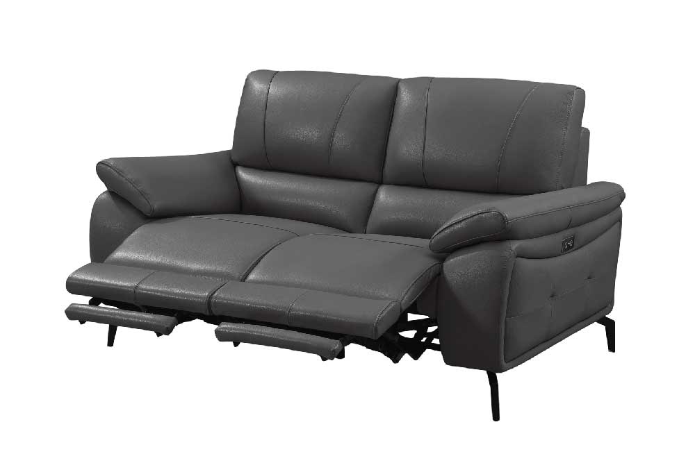 ESF Furniture - 2934 Loveseat w/ 2 Electric Recliner in Dark Grey - 29342DARKGREY