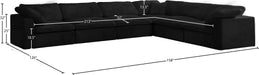 Meridian Furniture - Cozy 158" Velvet Upholstered Overstuffed Fiber Filled Comfort Comfort 6 Piece Modular Sectional - 634Black-Sec6A - GreatFurnitureDeal