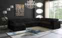 Meridian Furniture - Cozy 158" Velvet Upholstered Overstuffed Fiber Filled Comfort Comfort 7 Piece Modular Sectional - 634Black-Sec7A - GreatFurnitureDeal