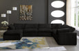 Meridian Furniture - Cozy 158" Velvet Upholstered Overstuffed Fiber Filled Comfort Comfort 7 Piece Modular Sectional - 634Black-Sec7A - GreatFurnitureDeal