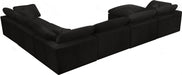 Meridian Furniture - Cozy 158" Velvet Upholstered Overstuffed Fiber Filled Comfort Comfort 7 Piece Modular Sectional - 634Black-Sec7A - GreatFurnitureDeal