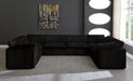 Meridian Furniture - Cozy 158" Velvet Upholstered Overstuffed Fiber Filled Comfort Comfort 8 Piece Modular Sectional - 634Black-Sec8A - GreatFurnitureDeal