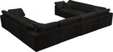 Meridian Furniture - Cozy 158" Velvet Upholstered Overstuffed Fiber Filled Comfort Comfort 8 Piece Modular Sectional - 634Black-Sec8A - GreatFurnitureDeal