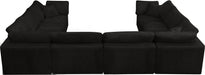Meridian Furniture - Cozy 158" Velvet Upholstered Overstuffed Fiber Filled Comfort Comfort 8 Piece Modular Sectional - 634Black-Sec8A - GreatFurnitureDeal