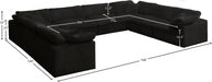 Meridian Furniture - Cozy 158" Velvet Upholstered Overstuffed Fiber Filled Comfort Comfort 8 Piece Modular Sectional - 634Black-Sec8A - GreatFurnitureDeal
