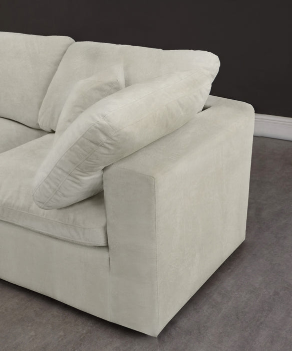 Meridian Furniture - Cozy 158" Velvet Upholstered Overstuffed Fiber Filled Comfort Comfort 6 Piece Modular Sectional - 634Cream-Sec6A - GreatFurnitureDeal