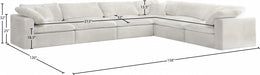 Meridian Furniture - Cozy 158" Velvet Upholstered Overstuffed Fiber Filled Comfort Comfort 6 Piece Modular Sectional - 634Cream-Sec6A - GreatFurnitureDeal