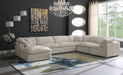 Meridian Furniture - Cozy 158" Velvet Upholstered Overstuffed Fiber Filled Comfort Comfort 7 Piece Modular Sectional - 634Cream-Sec7A - GreatFurnitureDeal