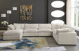 Meridian Furniture - Cozy 158" Velvet Upholstered Overstuffed Fiber Filled Comfort Comfort 7 Piece Modular Sectional - 634Cream-Sec7A - GreatFurnitureDeal
