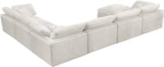 Meridian Furniture - Cozy 158" Velvet Upholstered Overstuffed Fiber Filled Comfort Comfort 7 Piece Modular Sectional - 634Cream-Sec7A - GreatFurnitureDeal