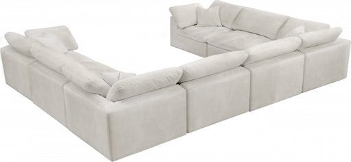 Meridian Furniture - Cozy 158" Velvet Upholstered Overstuffed Fiber Filled Comfort Comfort 8 Piece Modular Sectional - 634Cream-Sec8A - GreatFurnitureDeal