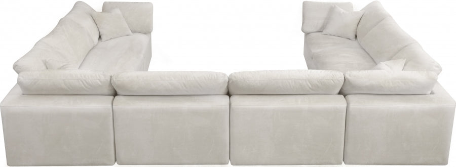 Meridian Furniture - Cozy 158" Velvet Upholstered Overstuffed Fiber Filled Comfort Comfort 8 Piece Modular Sectional - 634Cream-Sec8A - GreatFurnitureDeal