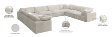 Meridian Furniture - Cozy 158" Velvet Upholstered Overstuffed Fiber Filled Comfort Comfort 8 Piece Modular Sectional - 634Cream-Sec8A - GreatFurnitureDeal
