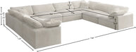Meridian Furniture - Cozy 158" Velvet Upholstered Overstuffed Fiber Filled Comfort Comfort 8 Piece Modular Sectional - 634Cream-Sec8A - GreatFurnitureDeal