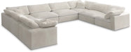 Meridian Furniture - Cozy 158" Velvet Upholstered Overstuffed Fiber Filled Comfort Comfort 8 Piece Modular Sectional - 634Cream-Sec8A - GreatFurnitureDeal