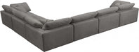 Meridian Furniture - Cozy 158" Velvet Upholstered Overstuffed Fiber Filled Comfort Comfort 6 Piece Modular Sectional - 634Grey-Sec6A - GreatFurnitureDeal