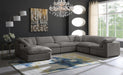 Meridian Furniture - Cozy 158" Velvet Upholstered Overstuffed Fiber Filled Comfort Comfort 7 Piece Modular Sectional - 634Grey-Sec7A - GreatFurnitureDeal