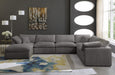 Meridian Furniture - Cozy 158" Velvet Upholstered Overstuffed Fiber Filled Comfort Comfort 7 Piece Modular Sectional - 634Grey-Sec7A - GreatFurnitureDeal