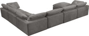 Meridian Furniture - Cozy 158" Velvet Upholstered Overstuffed Fiber Filled Comfort Comfort 7 Piece Modular Sectional - 634Grey-Sec7A - GreatFurnitureDeal